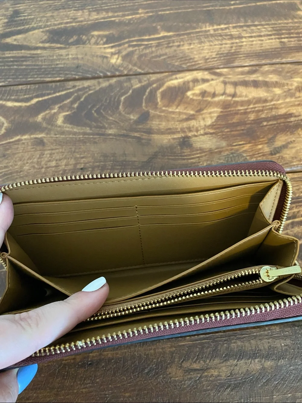 Coach Black/Brown Signature Zip Wallet with Bold Logo